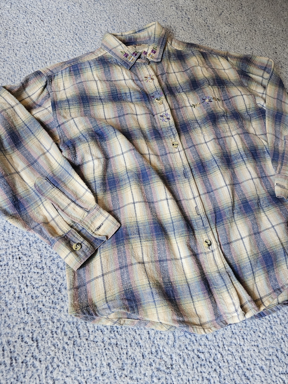 Vintage Kids Flannel With Floral Details